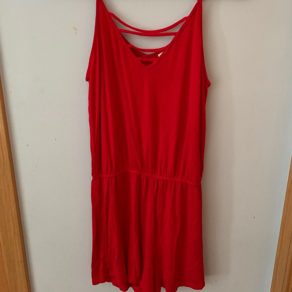 Mossimo // Red spaghetti strap romper